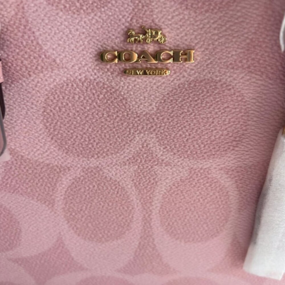 NWT Coach Mollie Tote Bag 25 In Signature Canvas in Powder Pink CAL50 - Picture 3 of 5